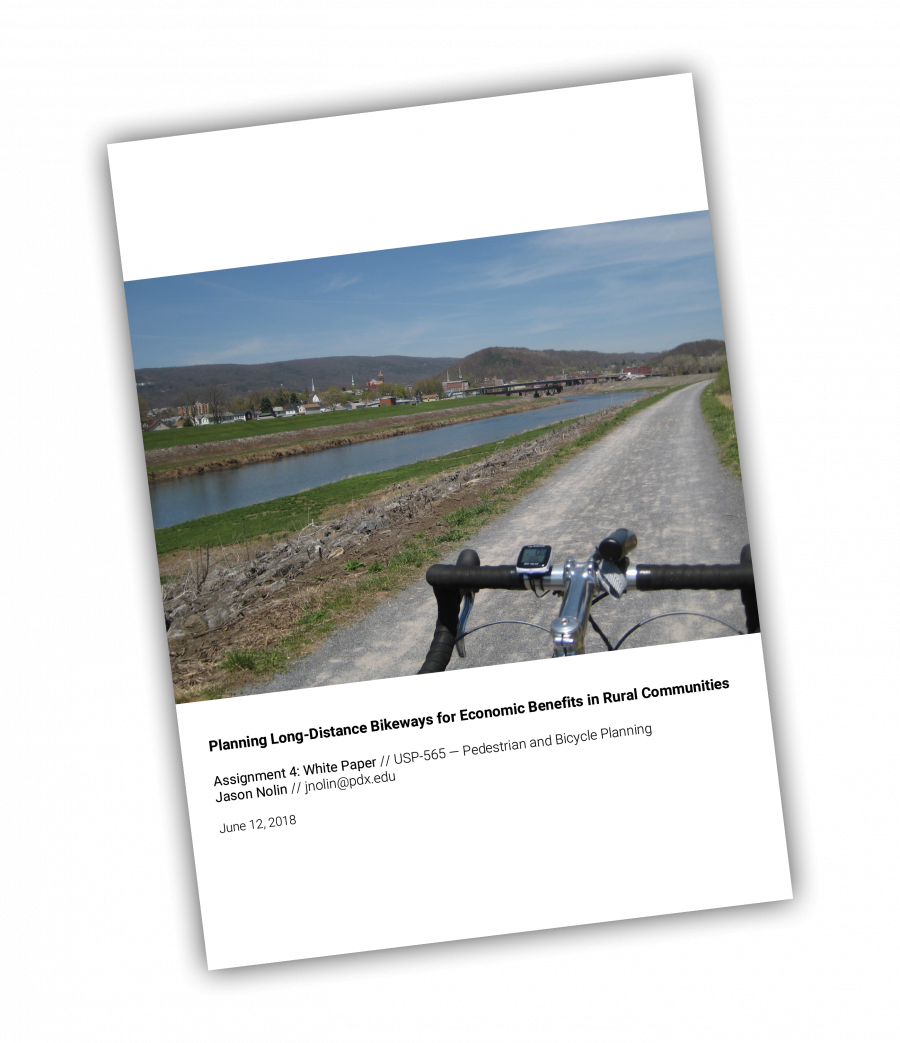Cover of "Planning Long-Distance Bikeways for Economic Benefits in Rural Communities" by Jason Nolin